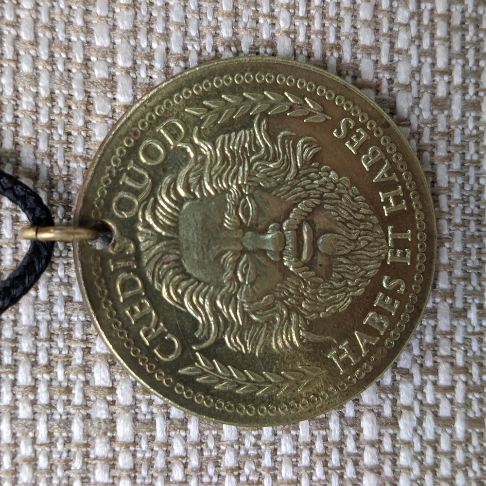 Caesars Palace Vintage Souvenir Medallion On Black Nylon Cord, 1996-2002